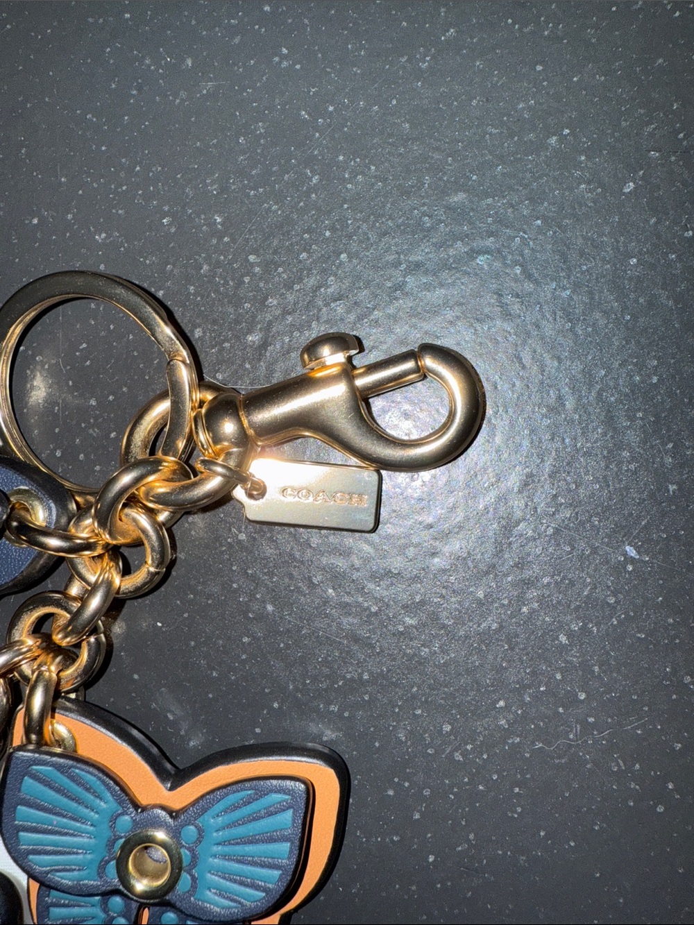 Coach Blue Butterfly Leather Keyring Charm - Picture 4 of 6